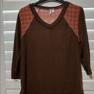 Brown and Pink Women's Top